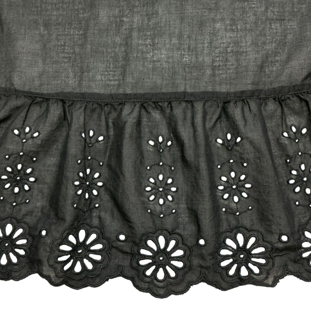Gudrun Sjoden Petticoat Skirt M Black Eyelet Embroidery Ruffled Organic Cotton - Picture 2 of 10